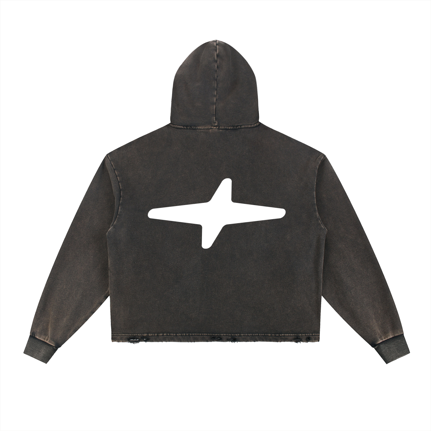 Vintage Washed Frayed-Hem Hoodie